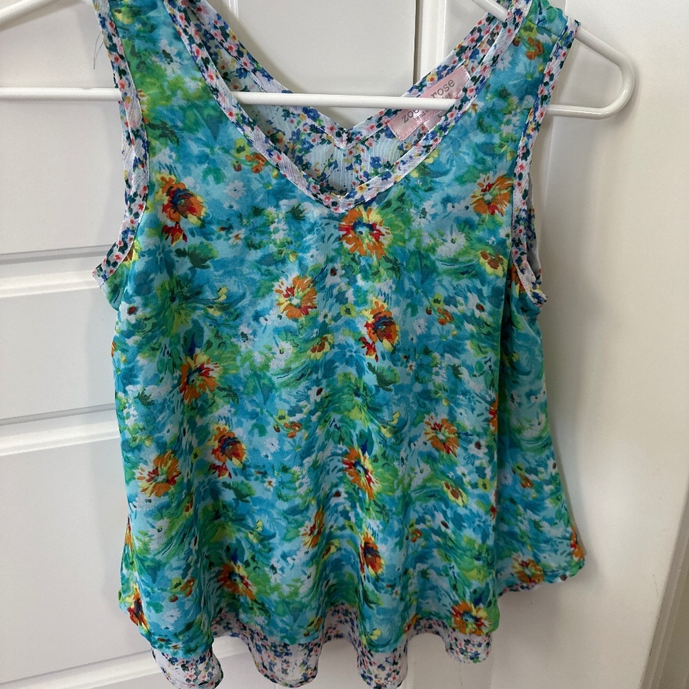 Sleeveless floral blouse